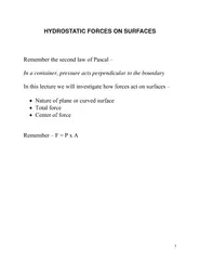 HYDROSTATIC FORCES ON SURFACES