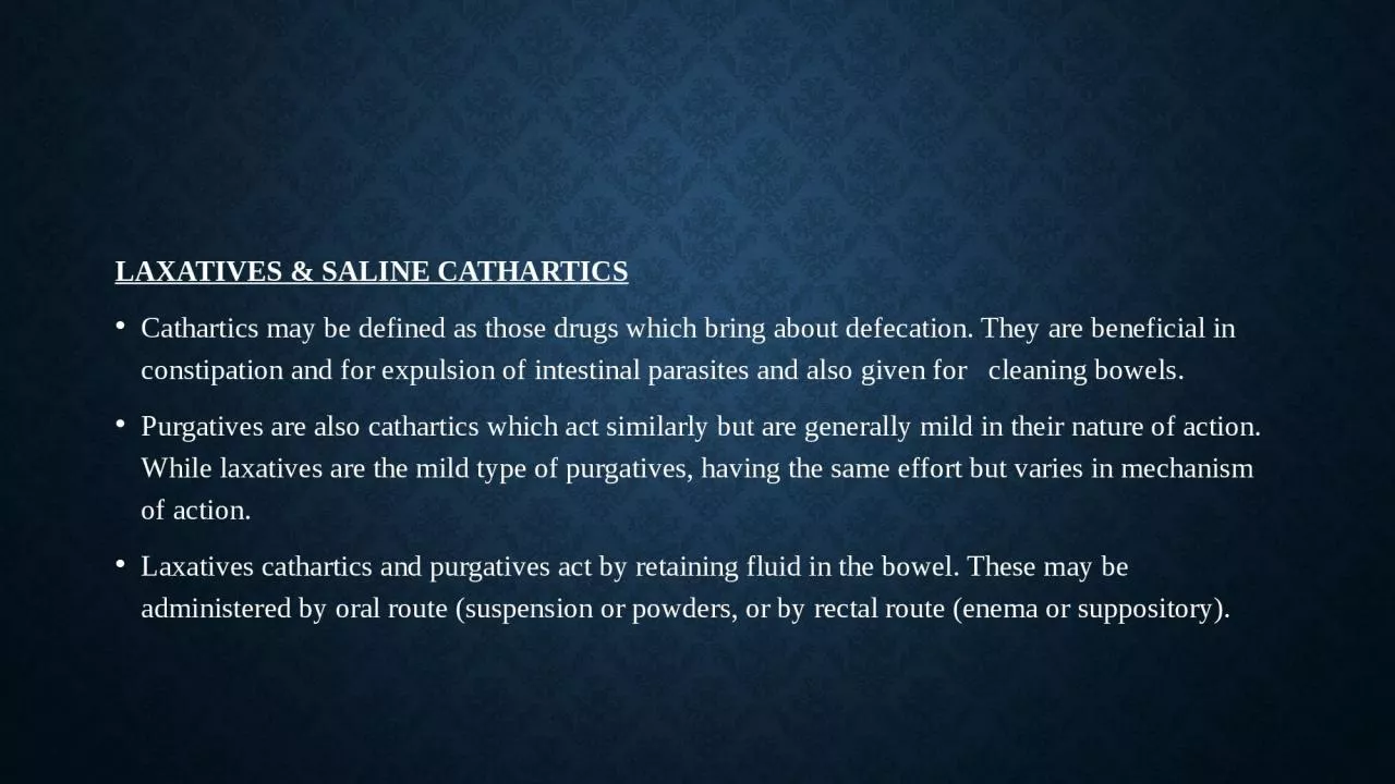 PPT-LAXATIVES & SALINE CATHARTICS