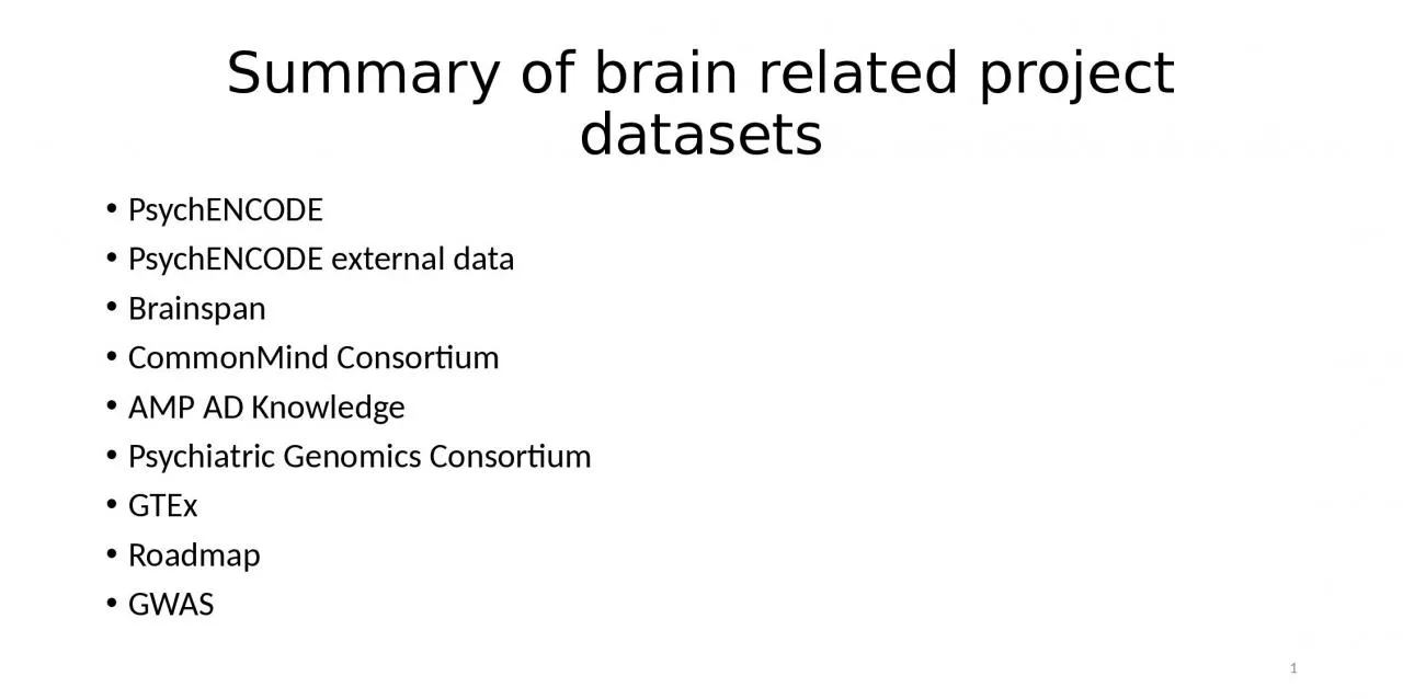 PPT-Summary of brain related project datasets