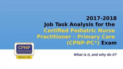 2017-2018 Job Task Analysis for the