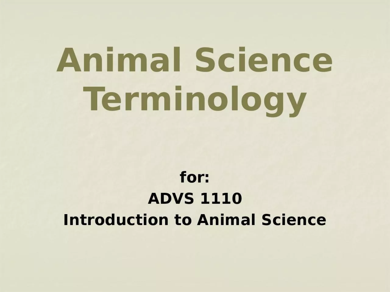 Animal Science Terminology