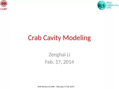 Crab Cavity Modeling Zenghai Li