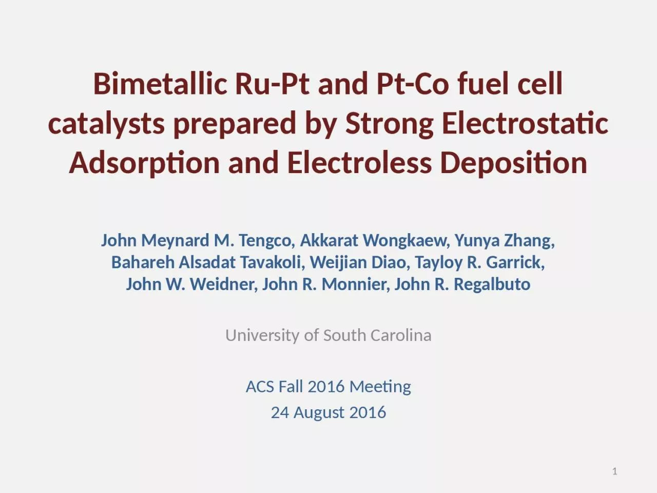 Bimetallic Ru-Pt and Pt-Co fuel cell catalysts prepared by Strong Electrostatic Adsorption