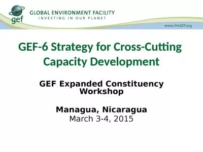 GEF-6 Strategy for Cross-Cutting