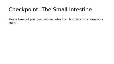 Checkpoint: The Small Intestine