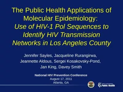 The Public Health Applications of Molecular Epidemiology: