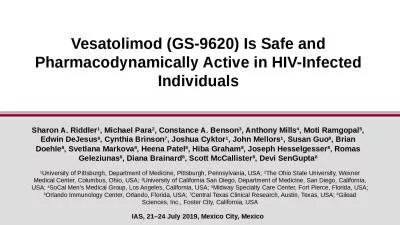 Vesatolimod (GS-9620) Is Safe and Pharmacodynamically Active in HIV-Infected Individuals