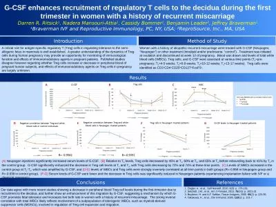 G-CSF enhances recruitment of regulatory T cells to the decidua during the first trimester in women
