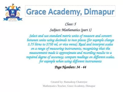 Class: 5 Subject: Mathematics (part 1)