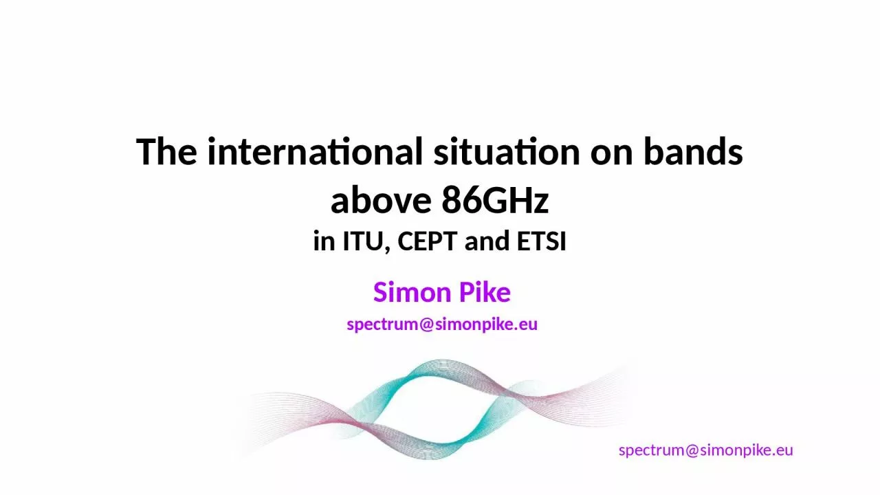 The international situation on bands above 86GHz