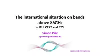 The international situation on bands above 86GHz
