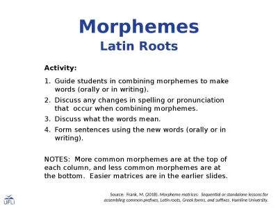 Morphemes Latin Roots Activity: