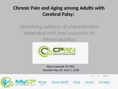 Chronic Pain and Aging among Adults with Cerebral Palsy: