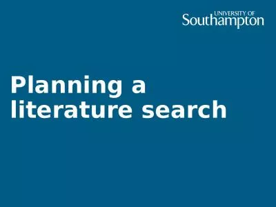 Planning a literature search