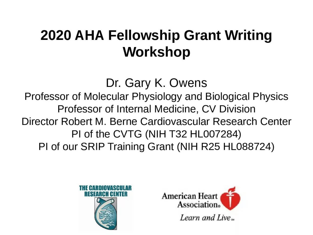 2020 AHA Fellowship Grant Writing Workshop