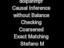 doipanmpr Causal Inference without Balance Checking Coarsened Exact Matching Stefano M