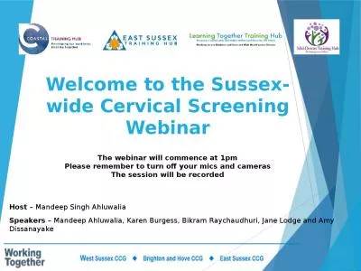 Welcome to the Sussex-wide Cervical Screening Webinar