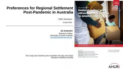 Preferences for Regional Settlement Post-Pandemic in Australia