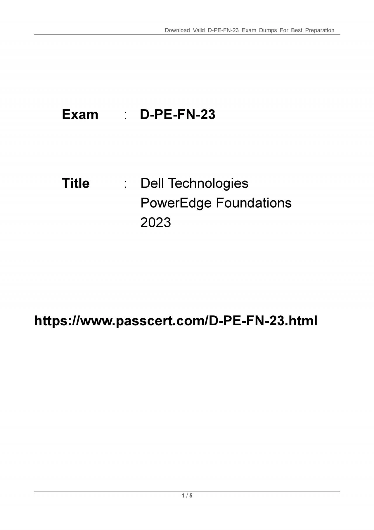 D-PE-FN-23 Dell PowerEdge Foundations 2023 Exam Dumps