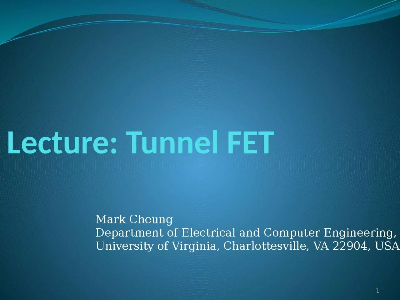 Lecture: Tunnel FET Mark