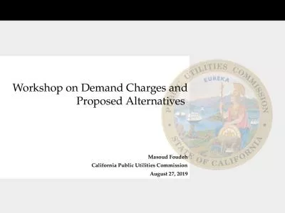Workshop on Demand Charges and Proposed Alternatives
