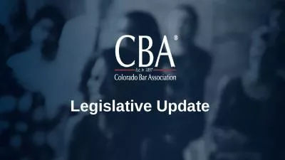 Legislative Update Welcome and Introductions