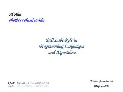 Bell Labs Role in P rogramming Languages