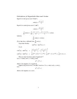 Derivatives of Hyperbolic Sine and Cosine