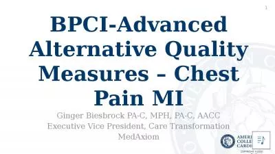 BPCI-Advanced Alternative Quality Measures – Chest Pain MI