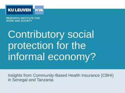 Contributory social protection for the informal