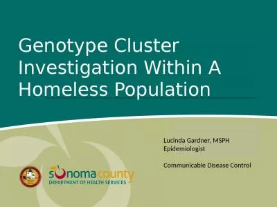 Genotype Cluster Investigation Within A Homeless