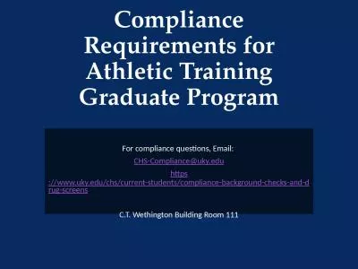 Compliance Requirements for Athletic Training Graduate Program
