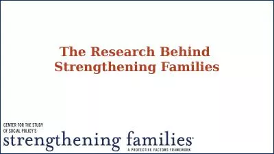 The Research Behind  Strengthening Families
