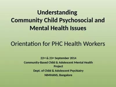 Understanding  Community Child Psychosocial and Mental Health Issues