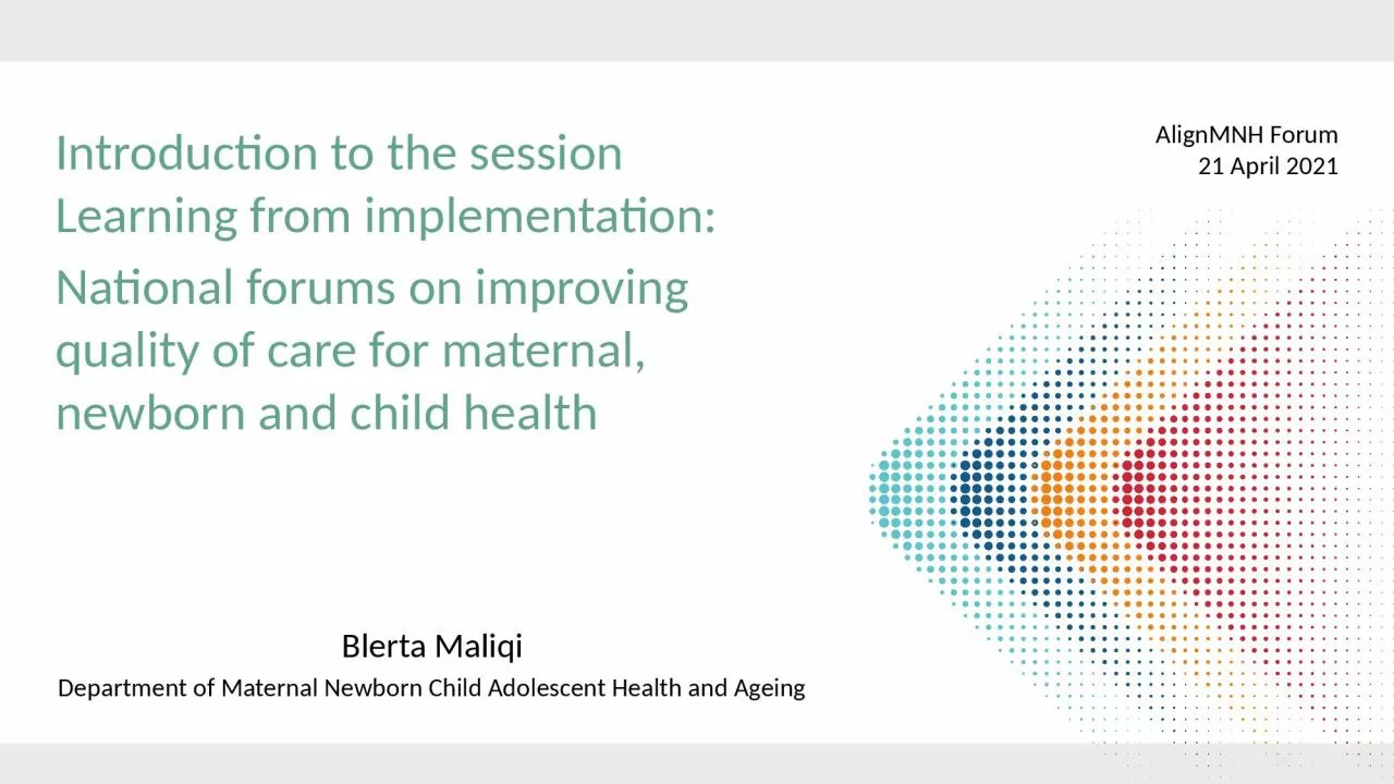 Blerta   Maliqi Department of Maternal Newborn Child Adolescent Health and Ageing