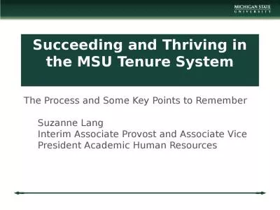 Succeeding and Thriving in the MSU Tenure System