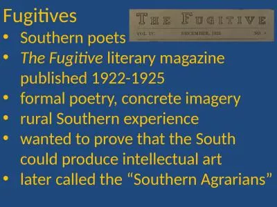 Fugitives Southern poets