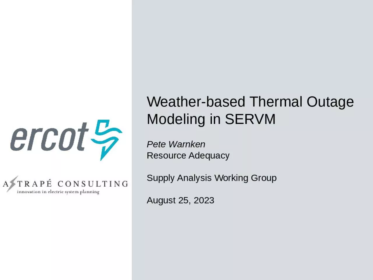 Weather-based Thermal Outage Modeling in SERVM