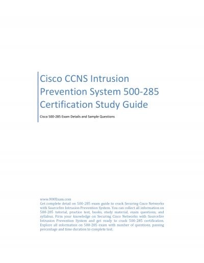 Cisco CCNS Intrusion Prevention System 500-285 Certification Study Guide