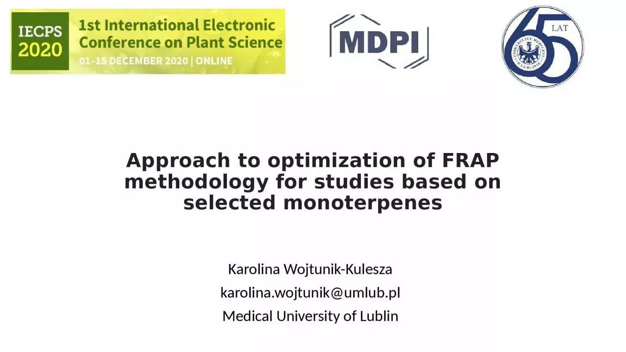 Approach to optimization of FRAP methodology for studies based on selected monoterpenes