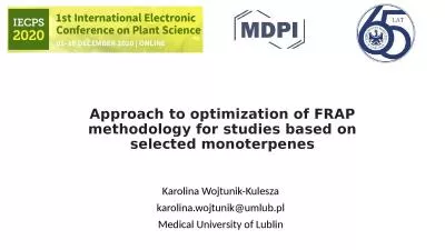 Approach to optimization of FRAP methodology for studies based on selected monoterpenes