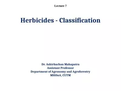 Herbicides - Classification