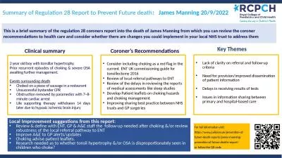 Consider including choking as a red flag in the current  ENT UK commissioning guide for tonsillecto