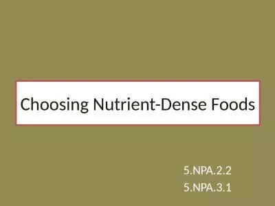 Choosing Nutrient-Dense Foods