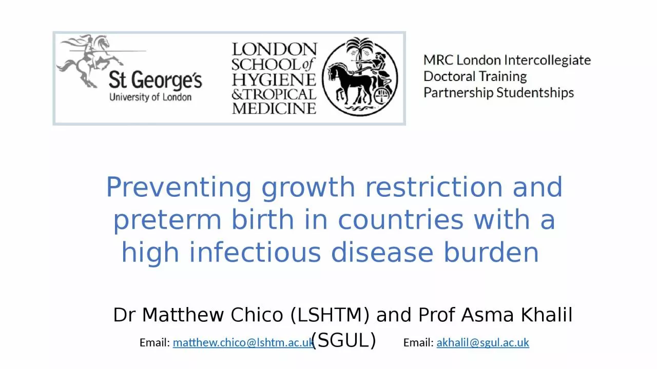 PPT-Preventing growth restriction and preterm birth in countries with a high infectious disease