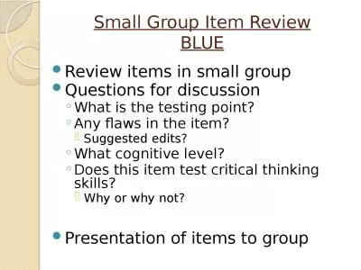 Small Group Item  Review