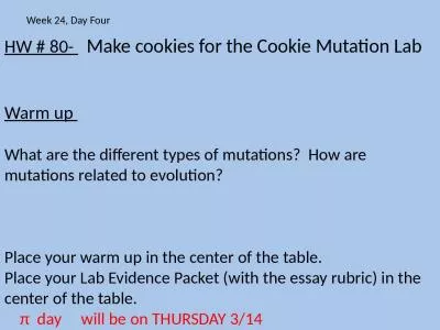 HW # 80-      Make cookies for the Cookie Mutation Lab