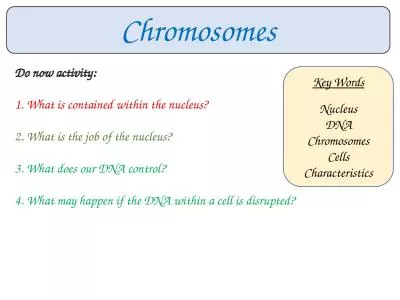 Chromosomes Do now activity: