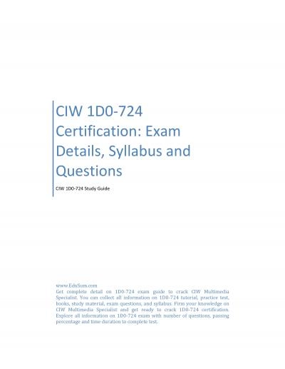 CIW 1D0-724 Certification: Exam Details, Syllabus and Questions