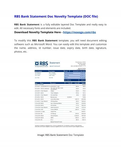 RBS Bank Statement DOC Novelty Template
